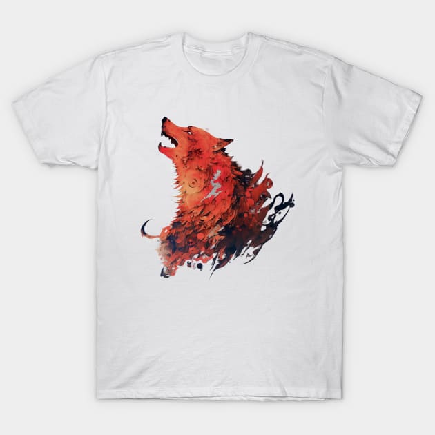 Fenrir: The Mighty Fire Wolf T-Shirt by MK3